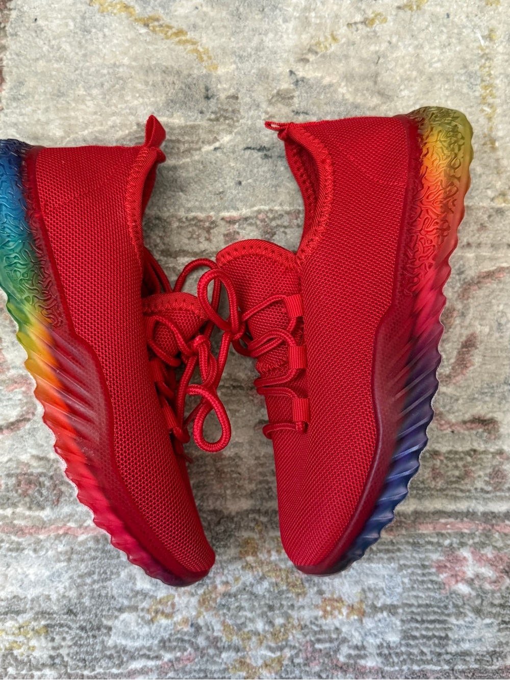 Wanted Red Knit Lace-Up Sneakers slip on